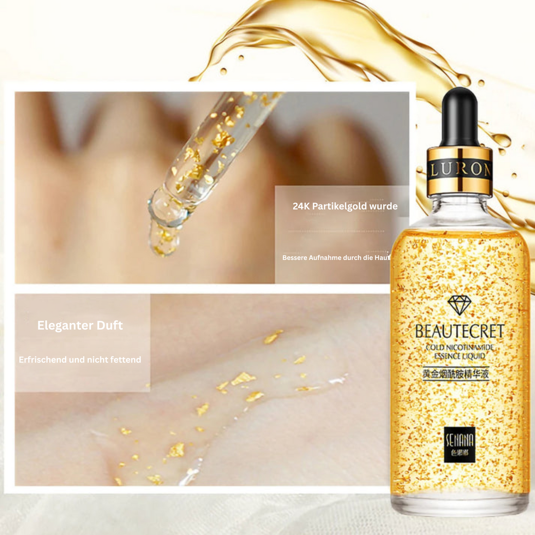 24K Gold Niacinamid Hautpflegeset – Anti-Aging Serum & Augencreme